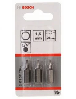 Pack 3 Embouts De Vissage 6 Pans Creux Extra-dure HEX 1.5 Longueur 25 Mm | 2607001716 - Bosch | IFD Outillage 5 Pack 3 Embouts De Vissage 6 Pans Creux Extra-dure HEX 1.5 Longueur 25 Mm | 2607001716 - Bosch | IFD Outillage -Promos Perceuse - Visseuse Boutique pack 3 embouts de vissage 6 pans creux extra dure hex 15 longueur 25 mm 2607001716 bosch 1