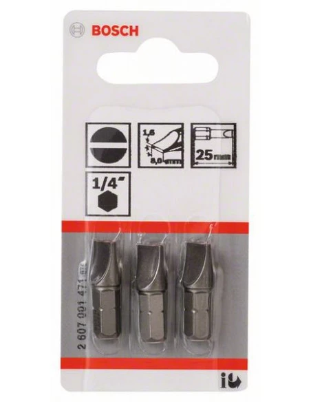 Pack 3 Embouts De Vissage Vis à Tête Fendue Extra-dure S 1.6x8 Longueur 25 Mm | 2607001471 - Bosch | IFD Outillage 4 Pack 3 Embouts De Vissage Vis à Tête Fendue Extra-dure S 1.6x8 Longueur 25 Mm | 2607001471 - Bosch | IFD Outillage – Image 2